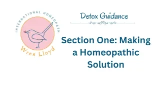 Section One: Making a Homeopathic Solution: lesson poster