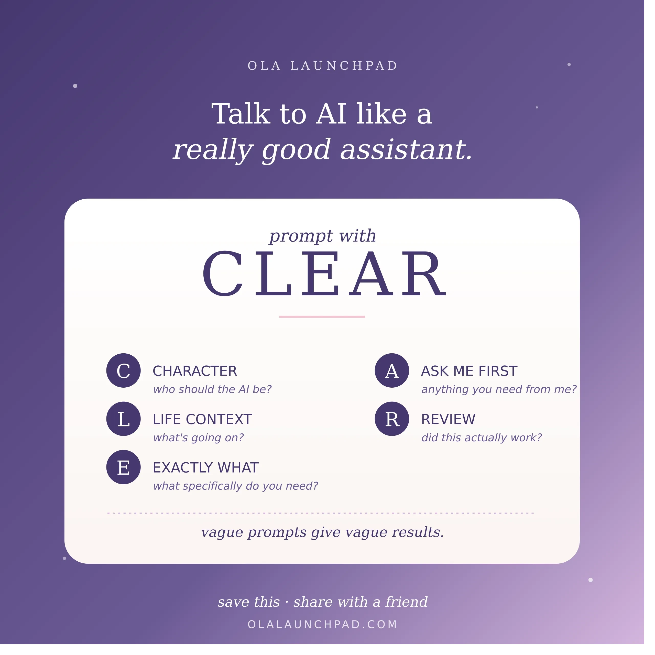 👉 Start Here: The CLEAR Method for Talking to AI lesson poster