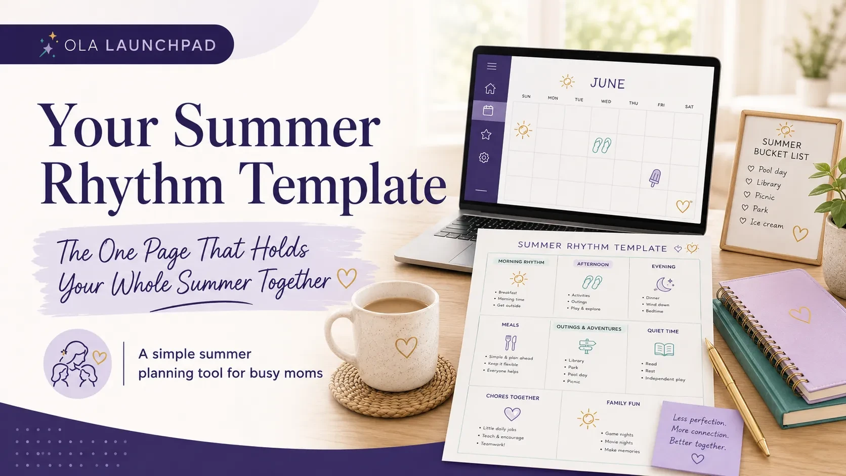 🌴 Your Summer Rhythm Template — The One Page That Holds Your Whole Summer Together lesson poster