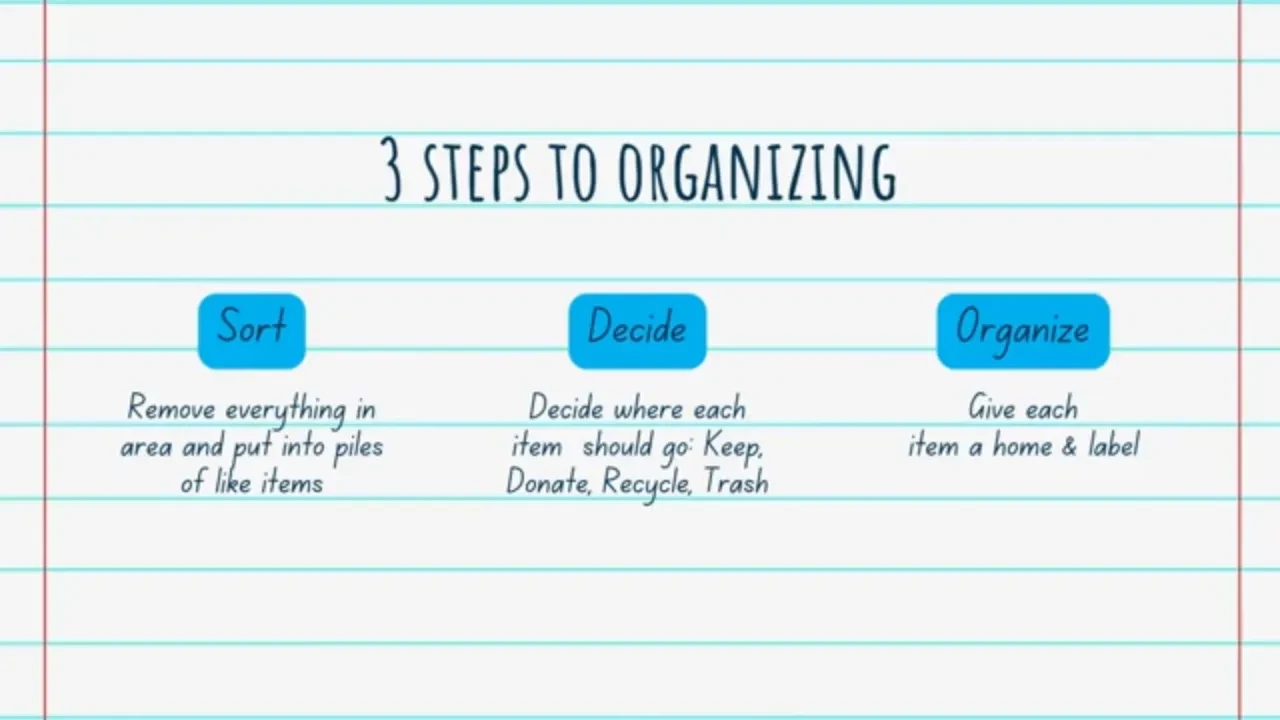 Sort, Decide, Organize lesson poster