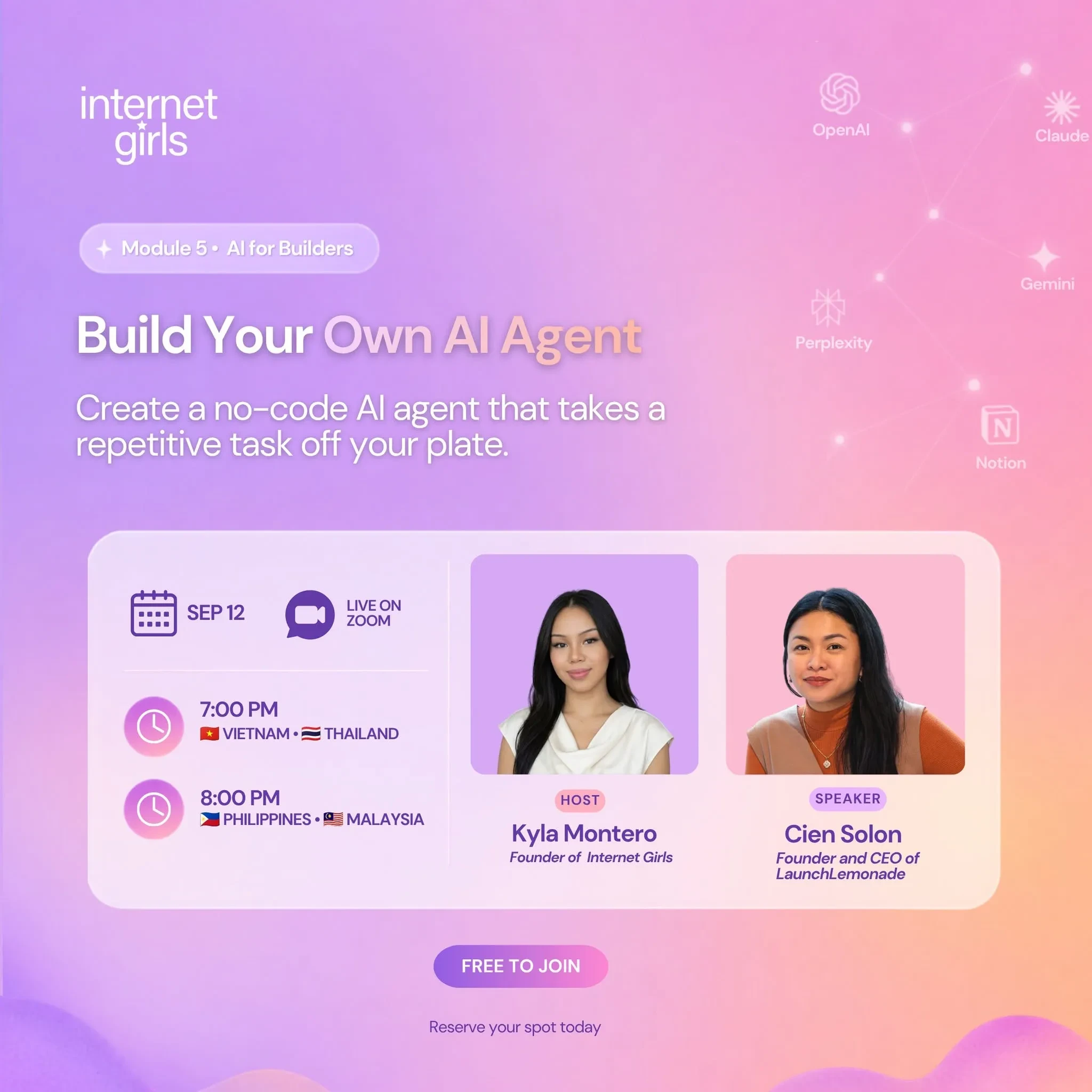 Module 5: AI For Builders lesson poster