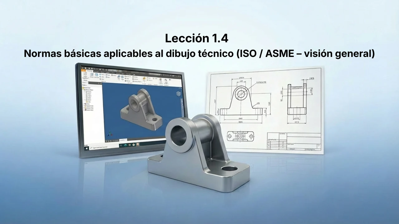 Lección 1.4 Normas básicas aplicables al dibujo técnico (ISO / ASME – visión general) lesson poster