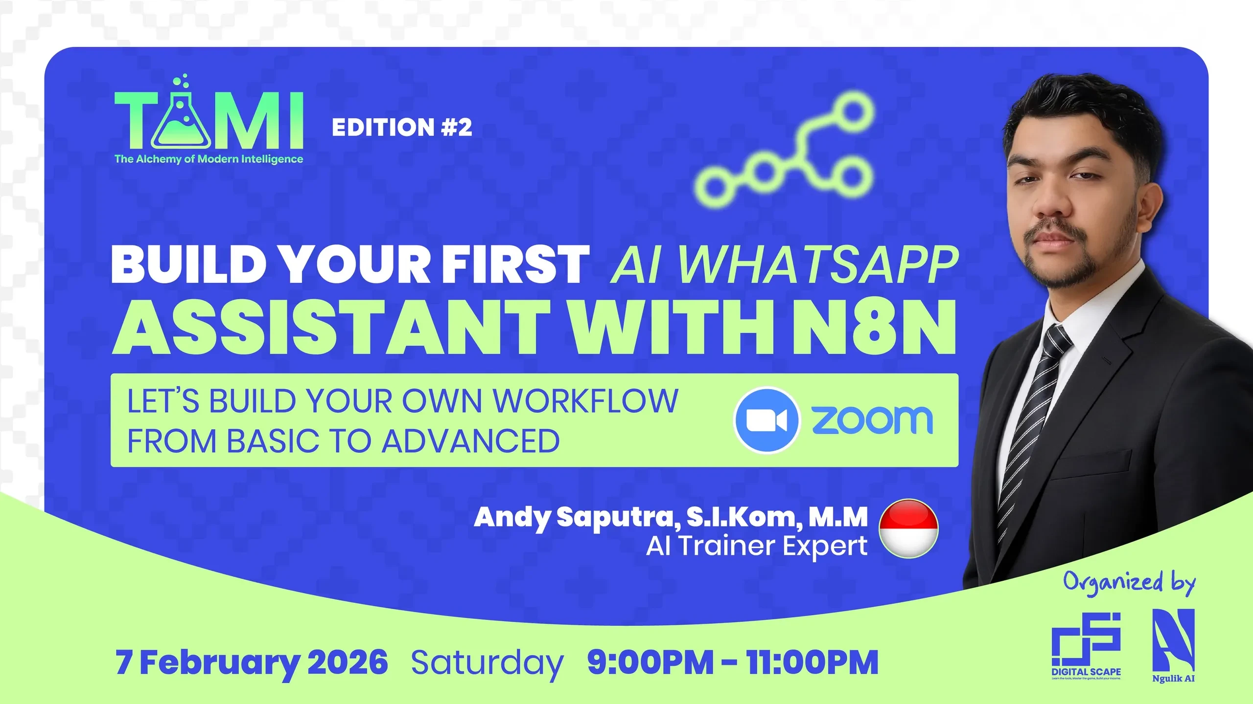 #2 - BUILD YOUR FIRST AI WHATSAPP ASSISTANT WITH N8N lesson poster