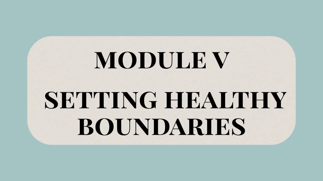 Module V: Setting Healthy Boundaries • Learn the techniques to effectively establish boundaries. lesson poster