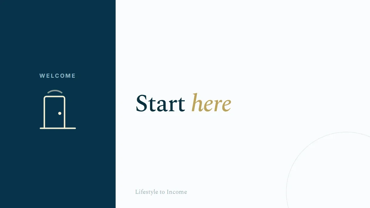 Welcome to Lifestyle to Income™ Mini lesson poster