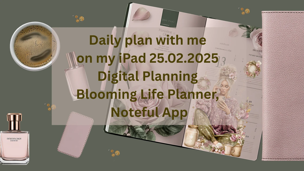 Daily plan with me on my iPad ⁄ 25.02.2025 ⁄ Digital Planning ⁄ Blooming Life Planner, Noteful App lesson poster