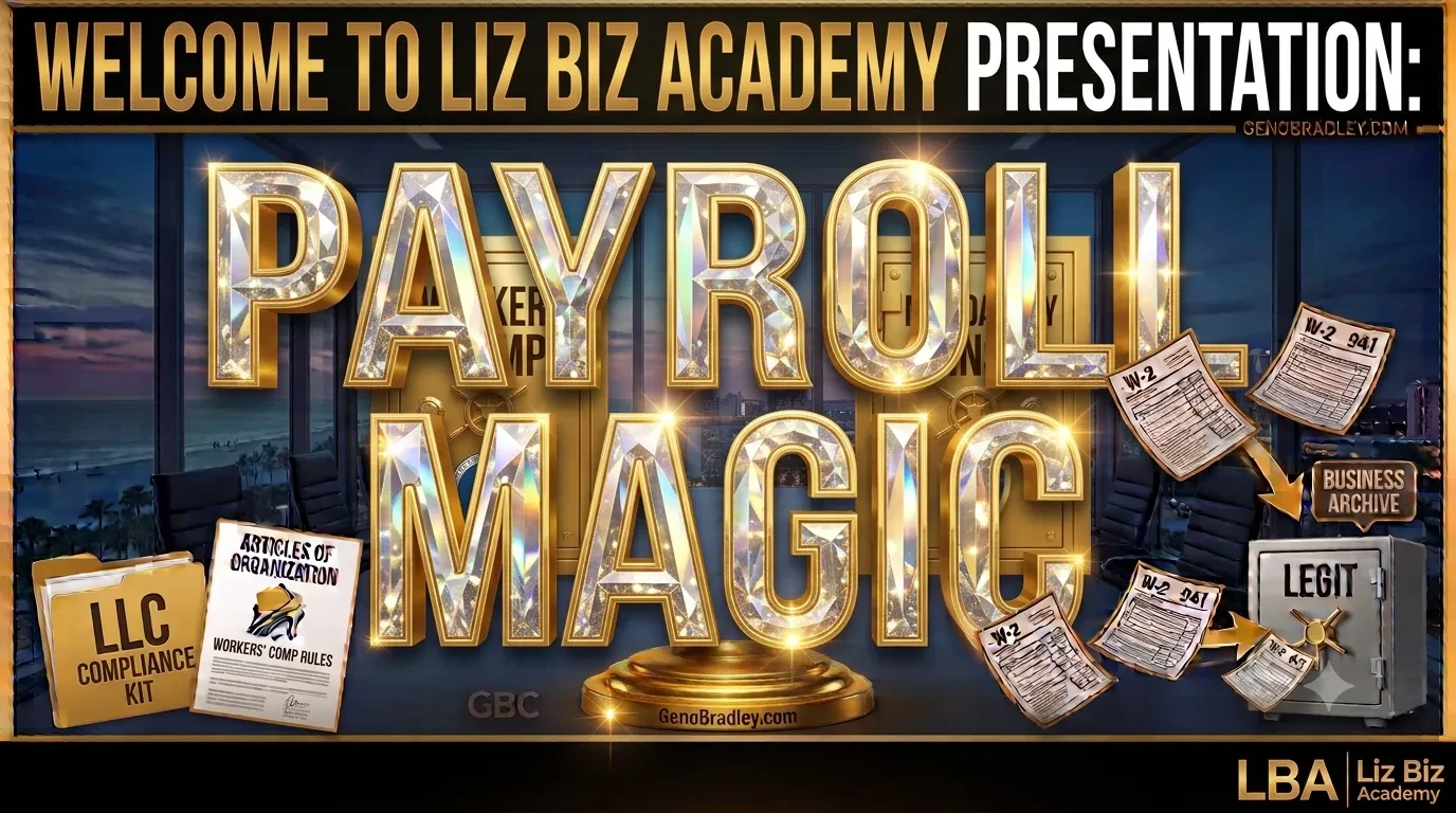 Welcome to Payroll Magic! | Liz Biz Academy lesson poster