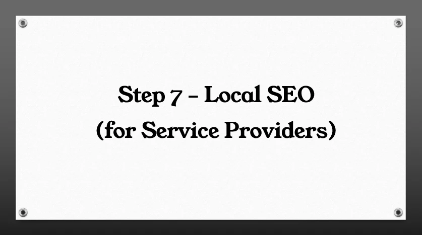 Lesson 10: Step 7 – Local SEO (for Service Providers) lesson poster