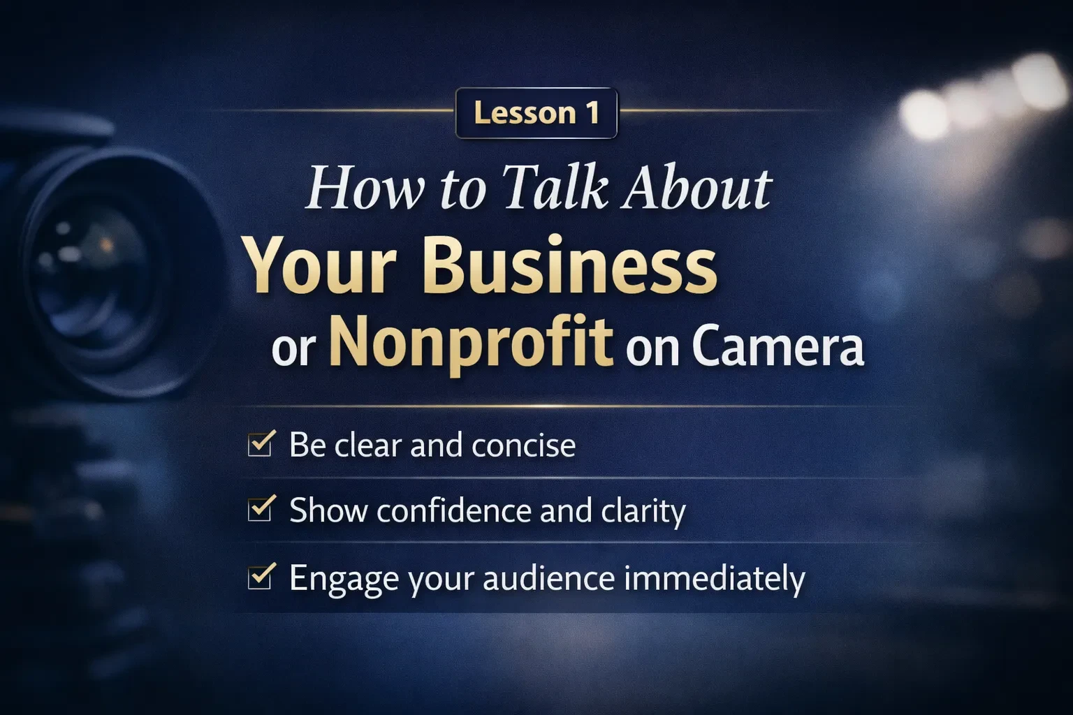 How to Talk About Your Business or Nonprofit on Camera lesson poster