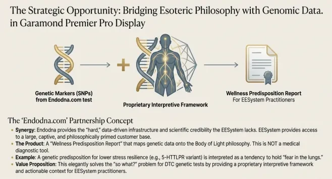The Strategic Opportunity: Bridging Esoteric Philosophy with Genomic Data. in Garamond Premier Pro Display lesson poster