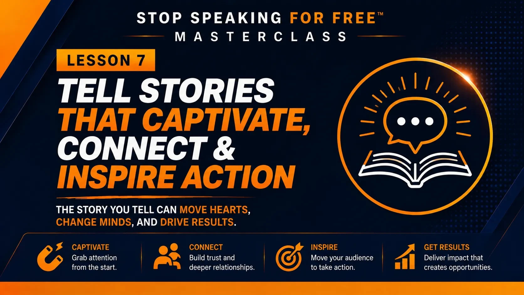 Lesson 7: Tell Stories That Captivate, Connect, and Inspire Action lesson poster