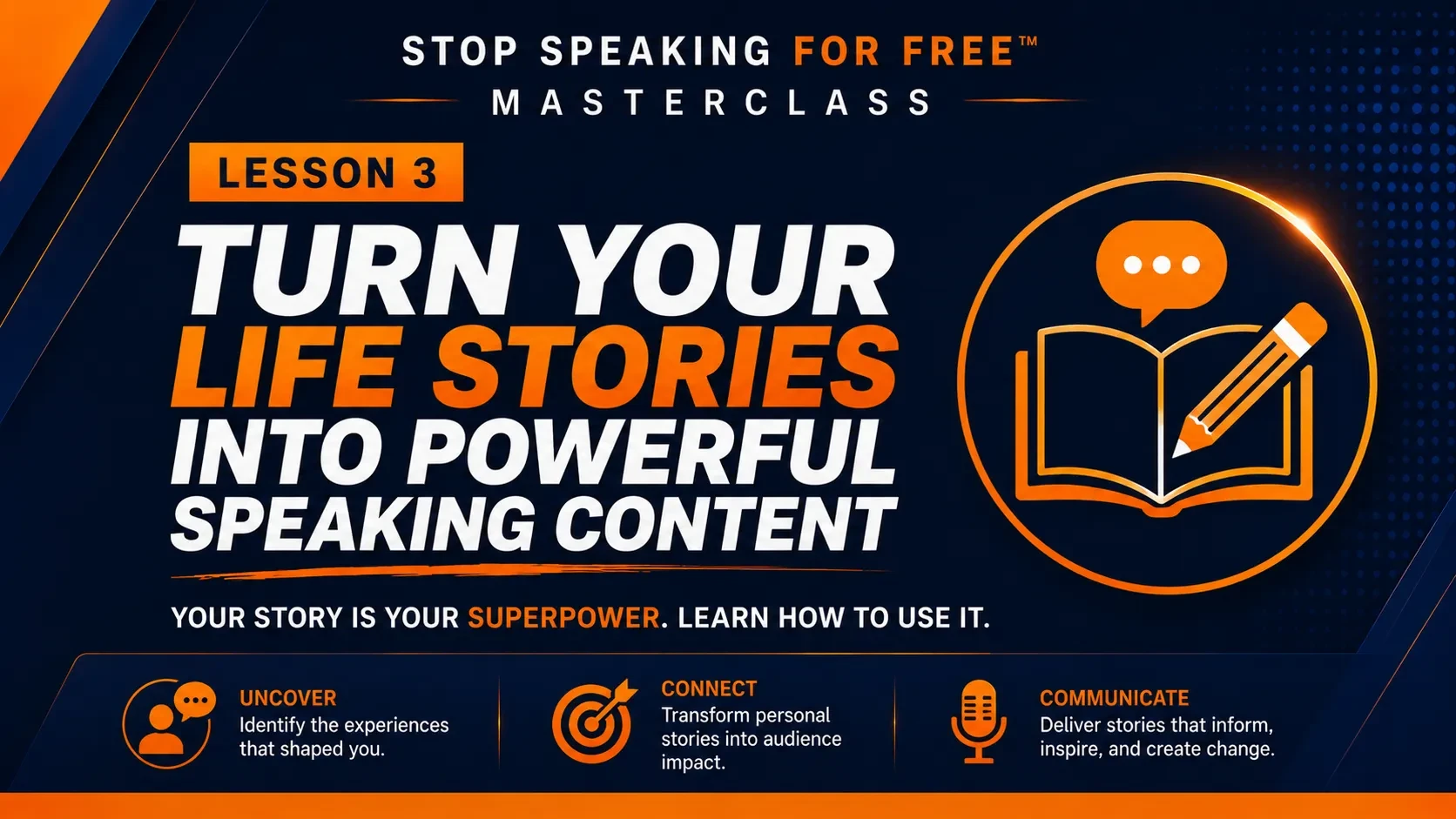 Lesson 3: Turn Your Life Stories Into Powerful Speaking Content lesson poster