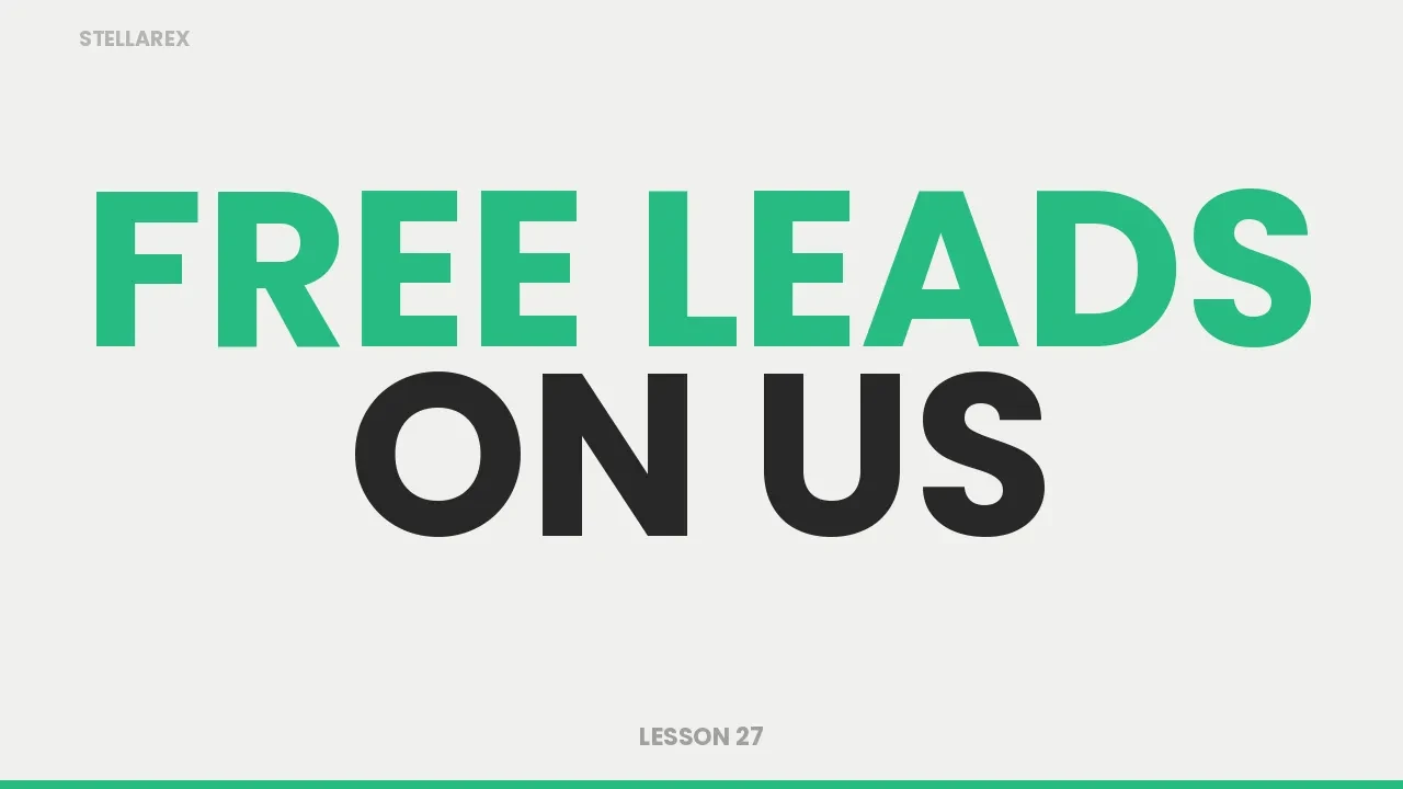 LESSON 27 - Free leads on us lesson poster