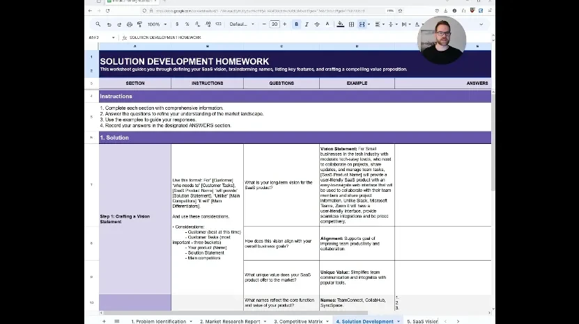 Homework 4 - Solution Development Worksheet lesson poster
