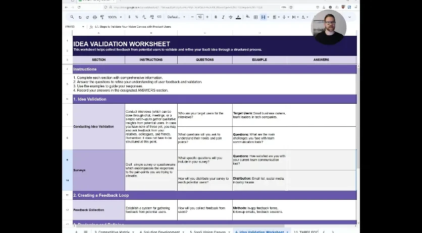 Homework 5.2 - Idea Validation Worksheet lesson poster