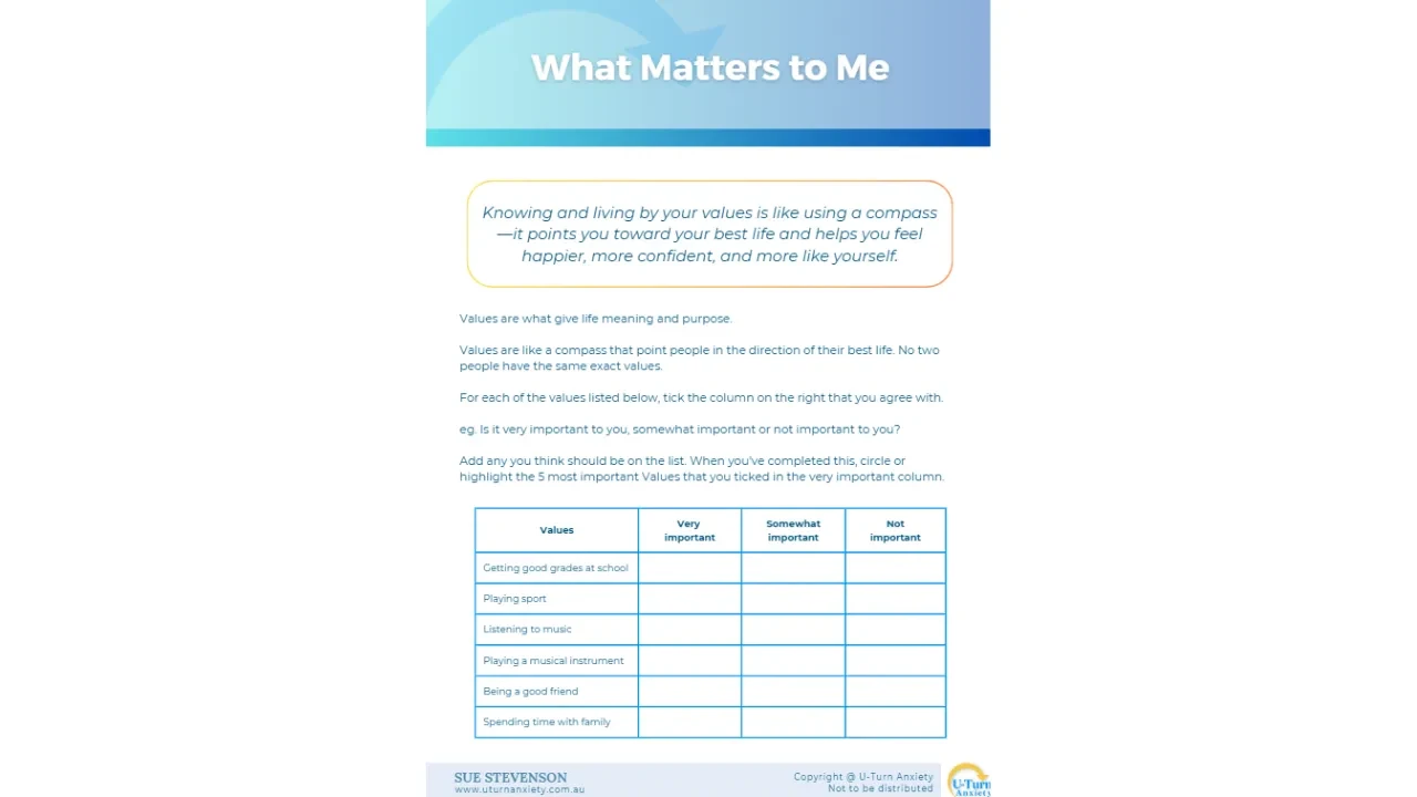 What Matters to Me lesson poster