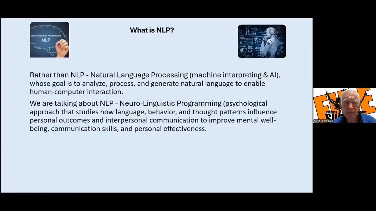 F.I.R.E. Neurolinguistic Programming 11/29/24 lesson poster