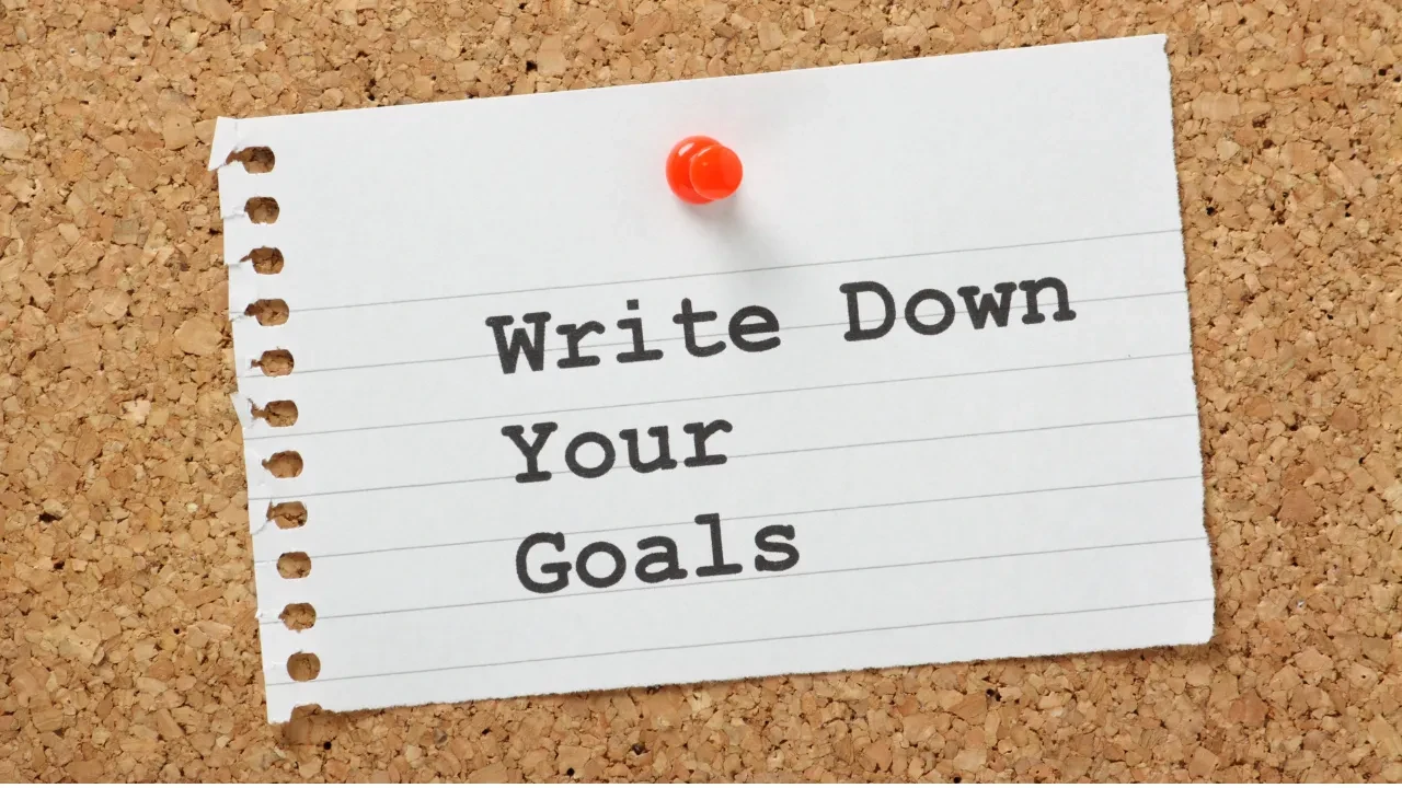 Write down your goals! lesson poster