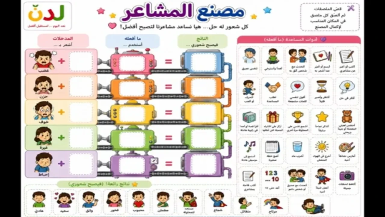 النشاط الثاني مصنع المشاعر lesson poster