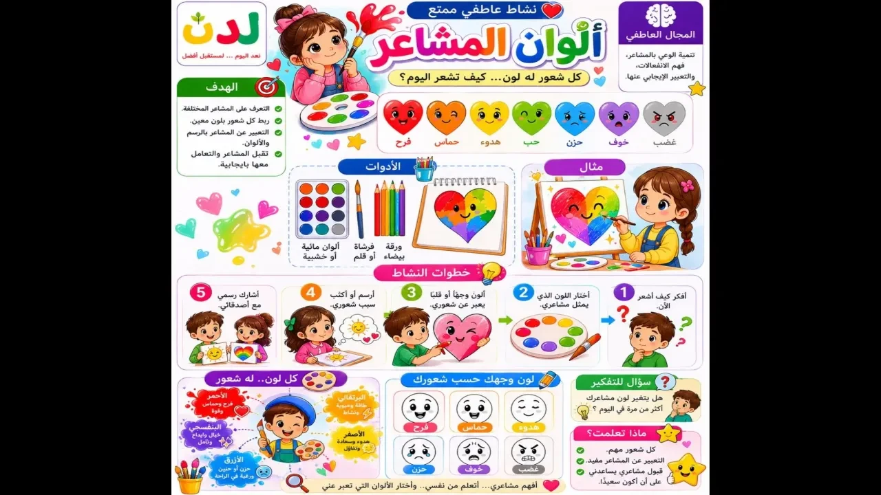 النشاط السادس الوان المشاعر lesson poster