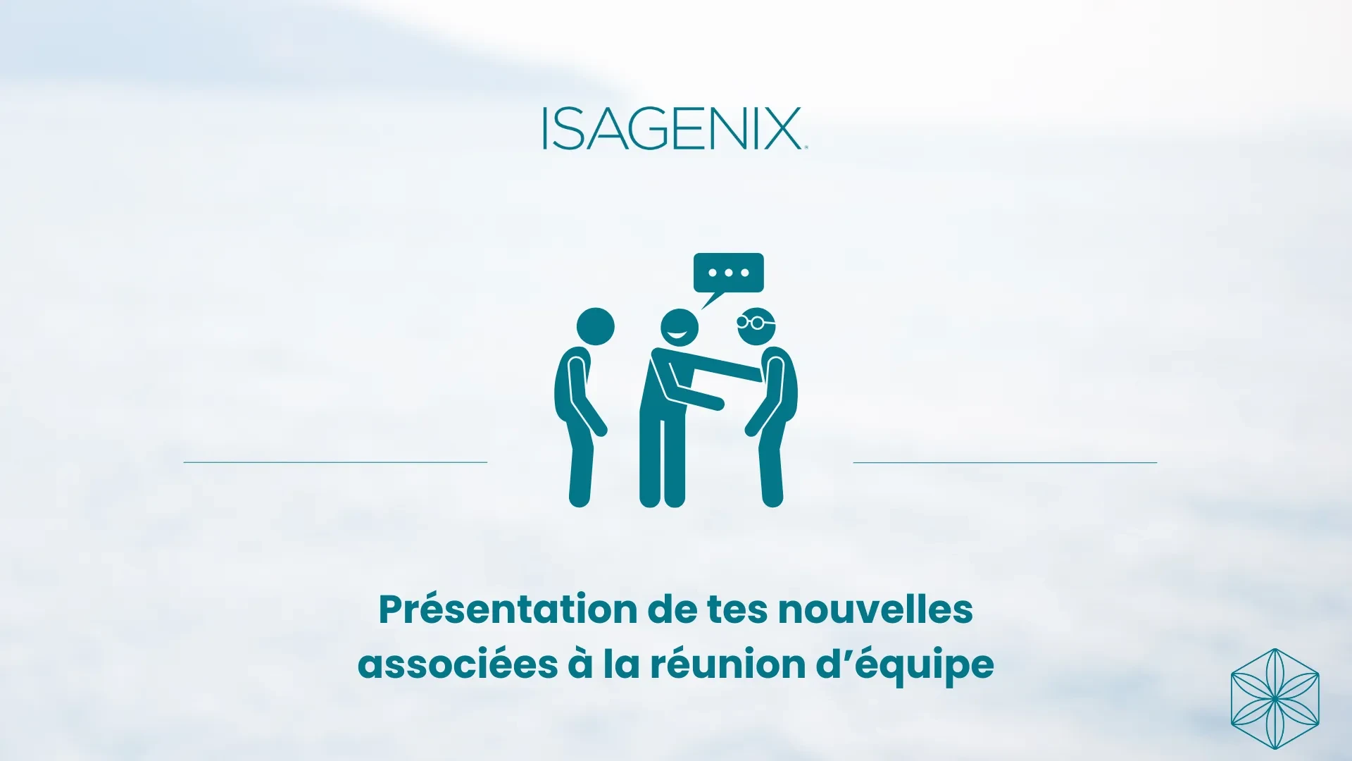 Présentation de tes nouvelles associées à la réunion d'équipe lesson poster