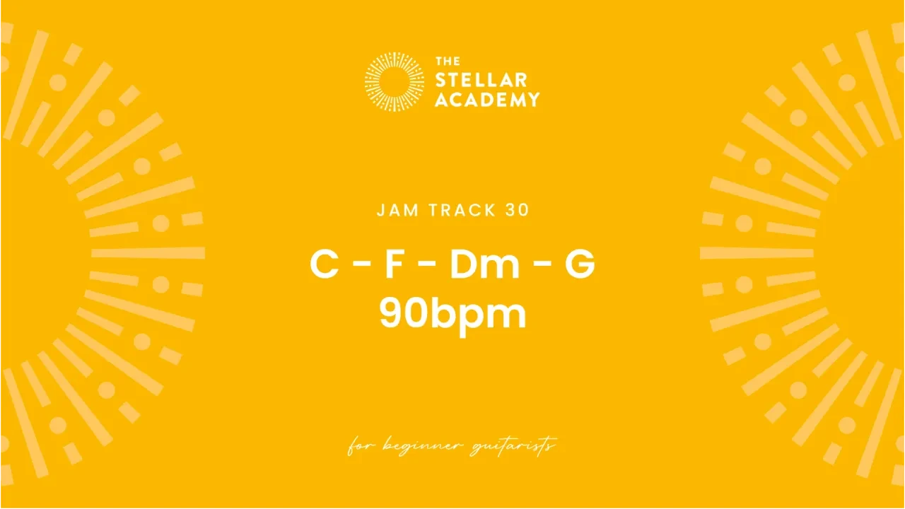 Jam Track 30 | C - F - Dm - G | 90bpm lesson poster