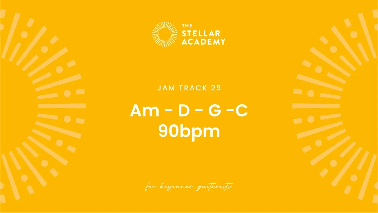 Jam Track 29 | Am - D - G - C | 90bpm lesson poster