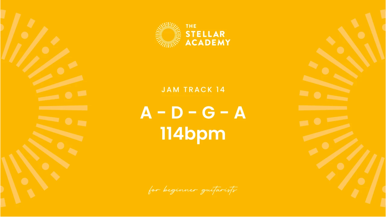 Jam Track 14 | A - D - G - A | 114bpm lesson poster