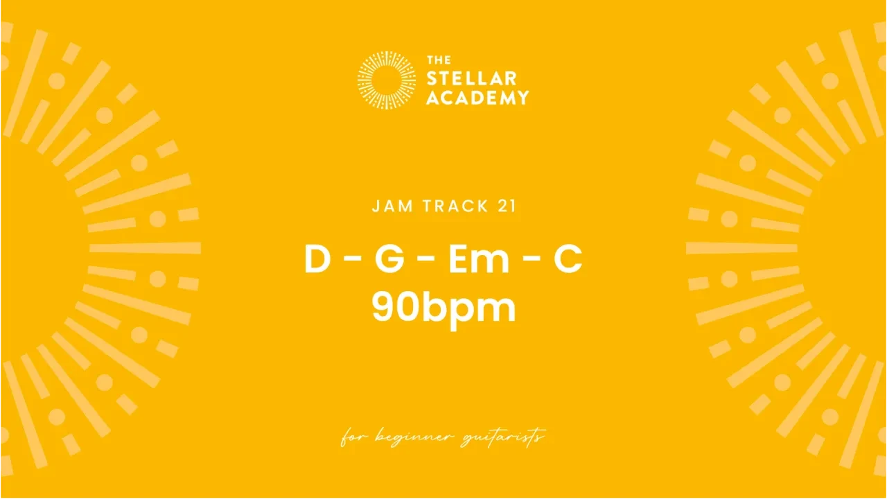 Jam Track 21 | D - G - Em - C | 90bpm lesson poster