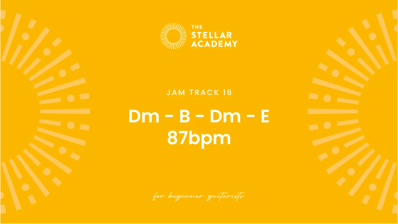 Jam Track 16 | Dm - B - Dm - E | 87bpm lesson poster
