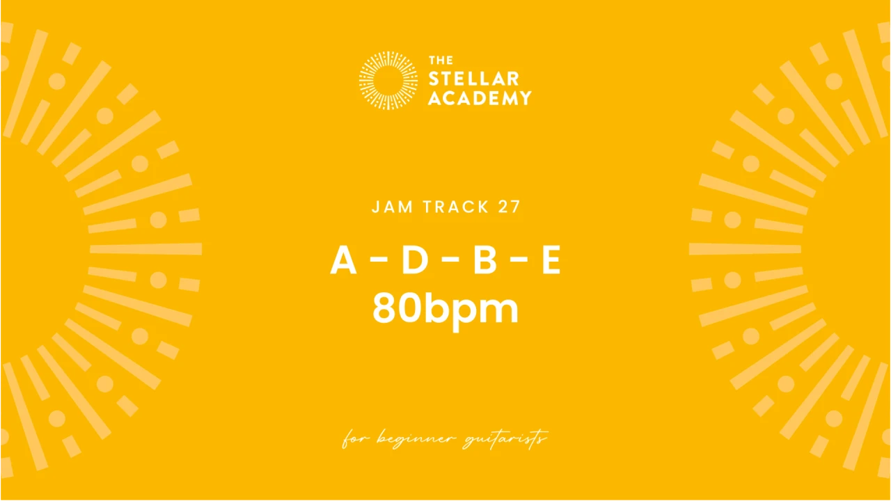 Jam Track 27 | A - D - B - E | 80bpm lesson poster