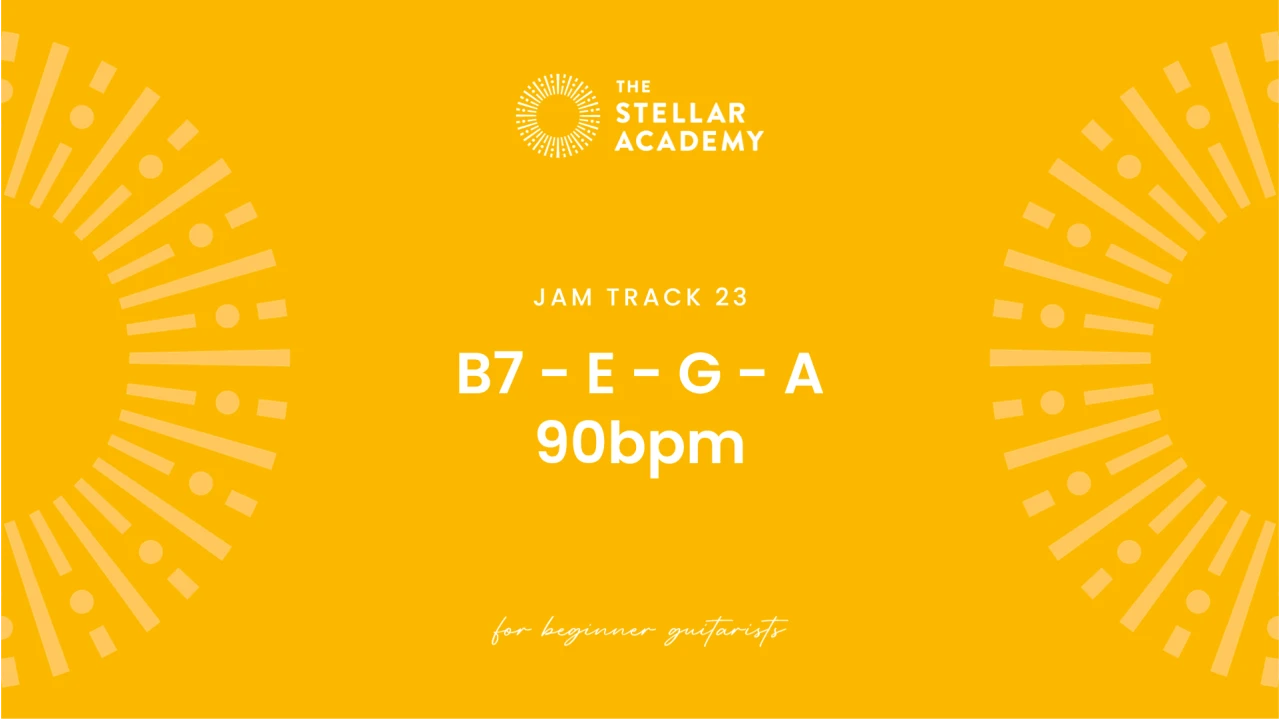 Jam Track 23 | B7 - E - G - A | 90bpm lesson poster