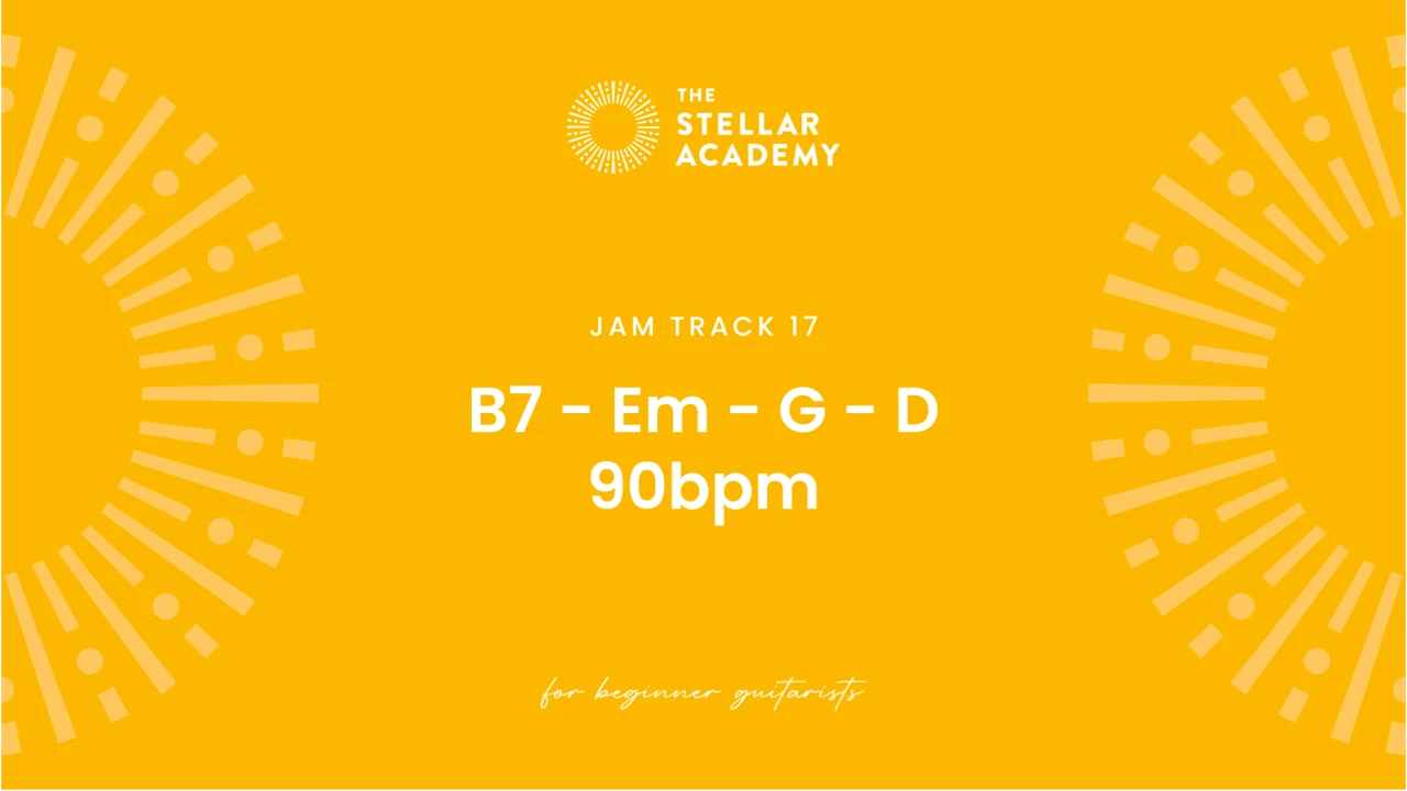 Jam Track 17 | B7 - Em - G - D | 90bpm lesson poster