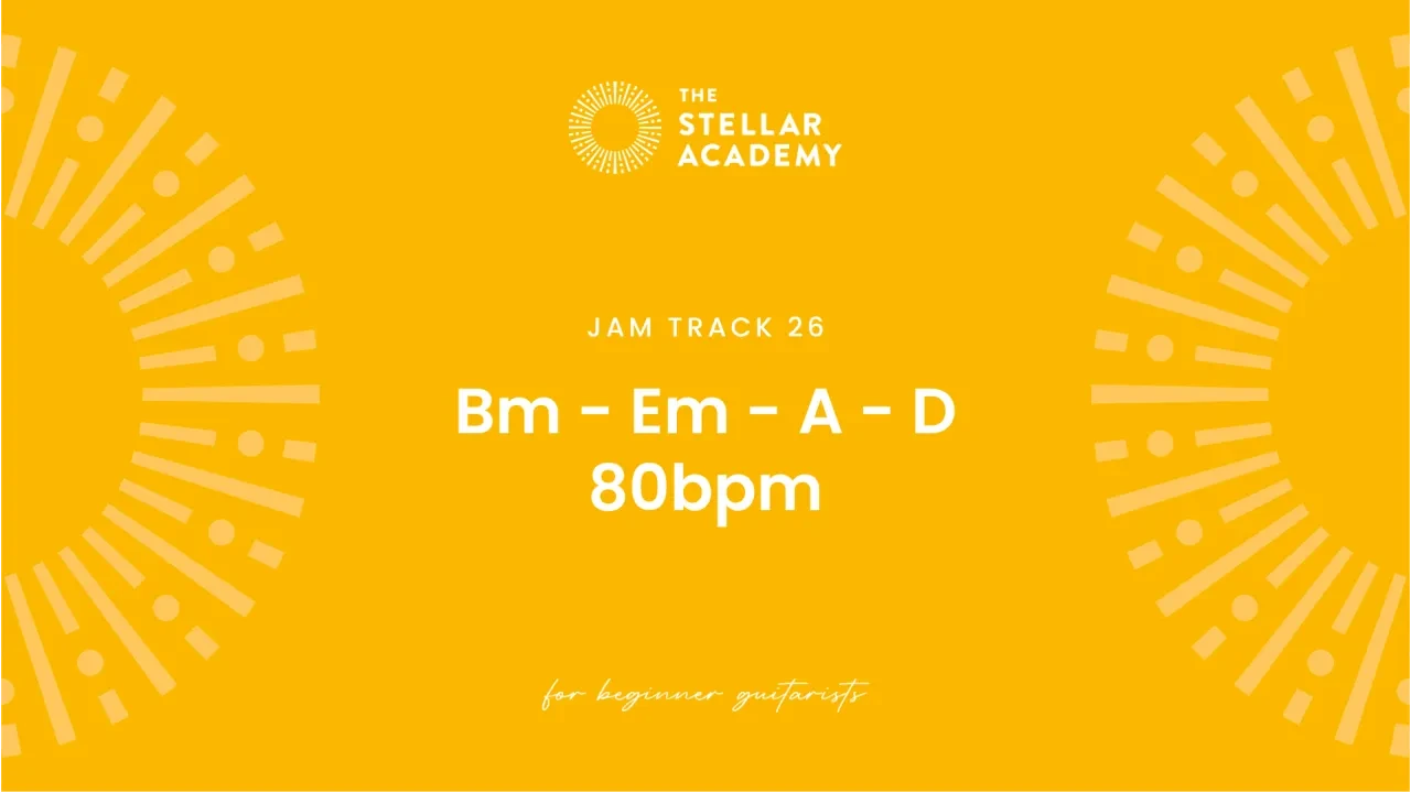 Jam Track 26 | Bm - Em - A - D | 80bpm lesson poster