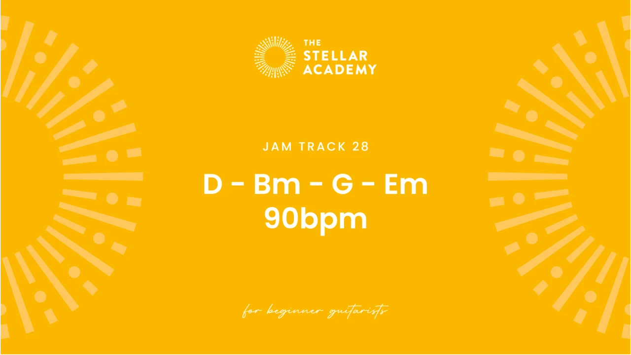 Jam Track 28 | D - Bm - G - Em | 90bpm lesson poster