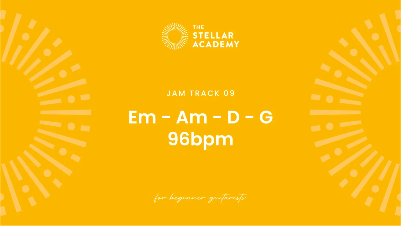 Jam Track 09 | Em - Am - D - G | 96bpm lesson poster