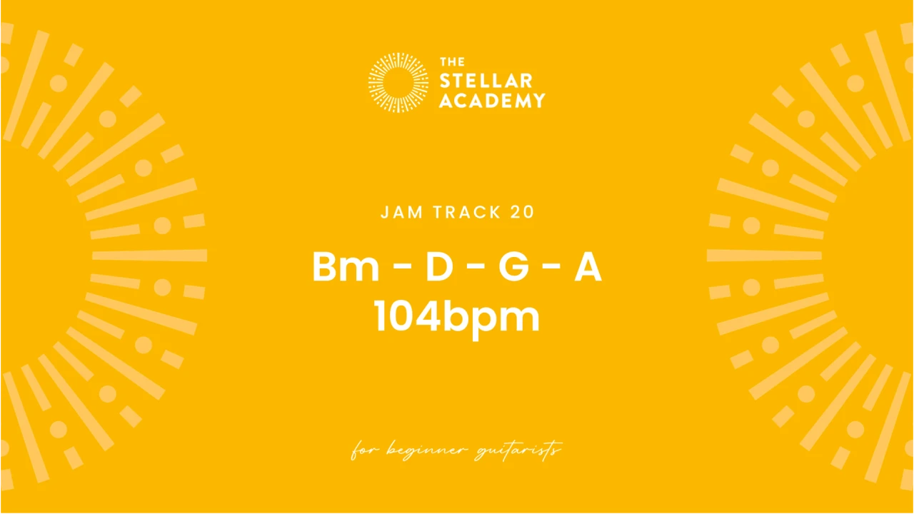 Jam Track 20 | Bm - D - G - A | 104bpm lesson poster
