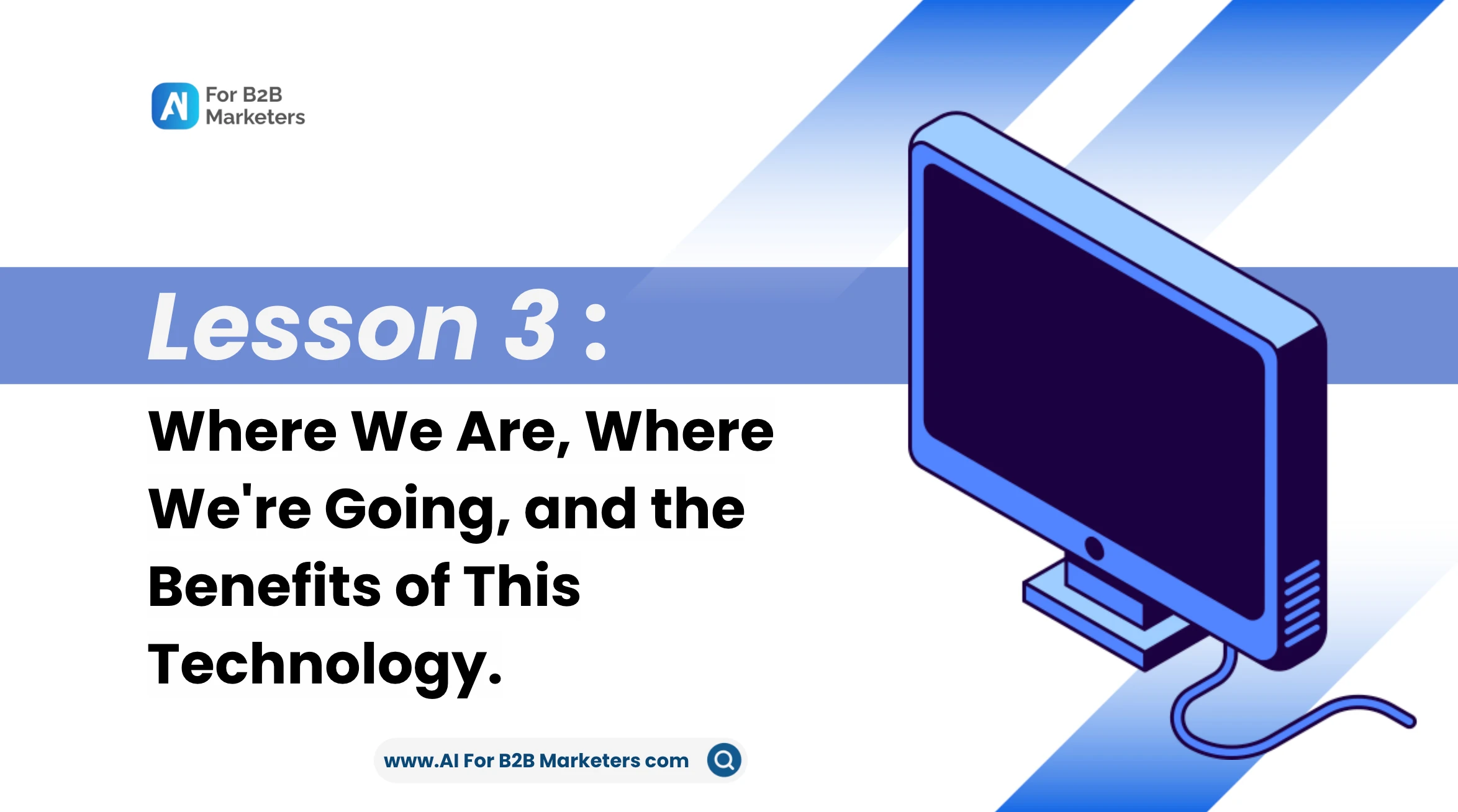 🦊 - 🎥: Lesson 3: Where we are, where we're going, and the benefits of this technology. lesson poster