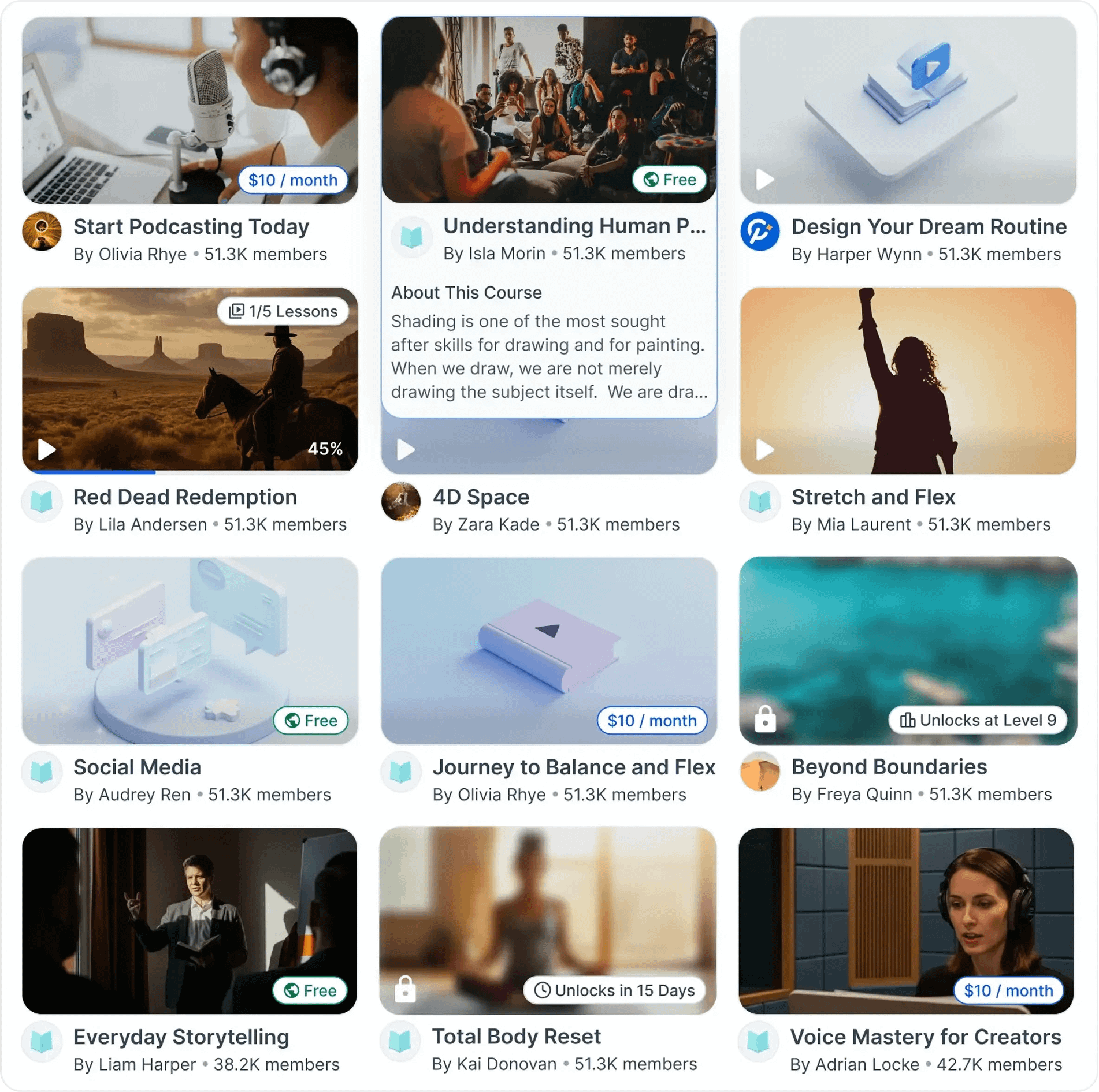 Community courses library and dashboard
