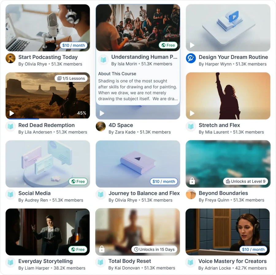 Community courses library and dashboard