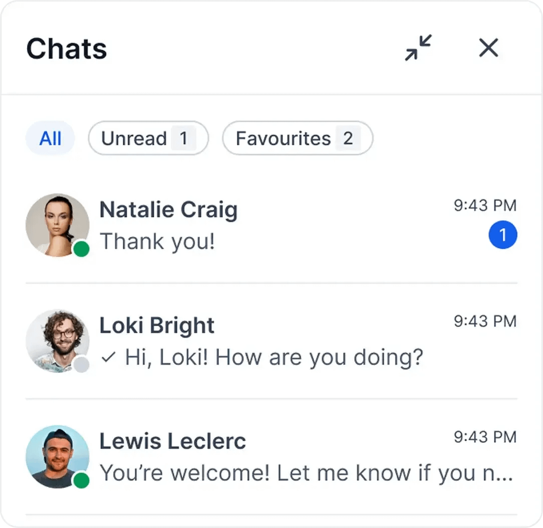 Direct messaging conversation interface