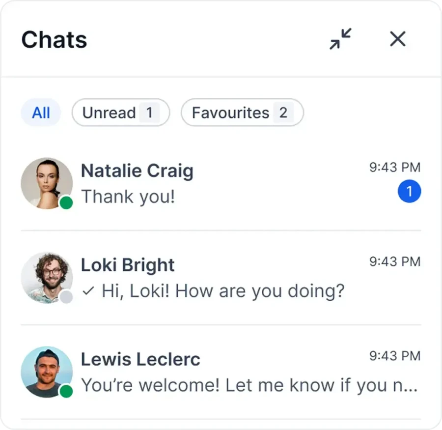 Direct messaging conversation interface