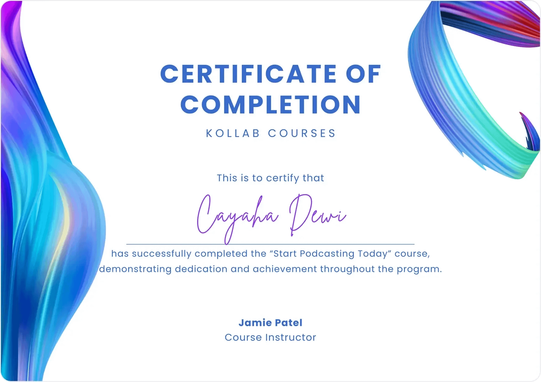 Certificate of completion design